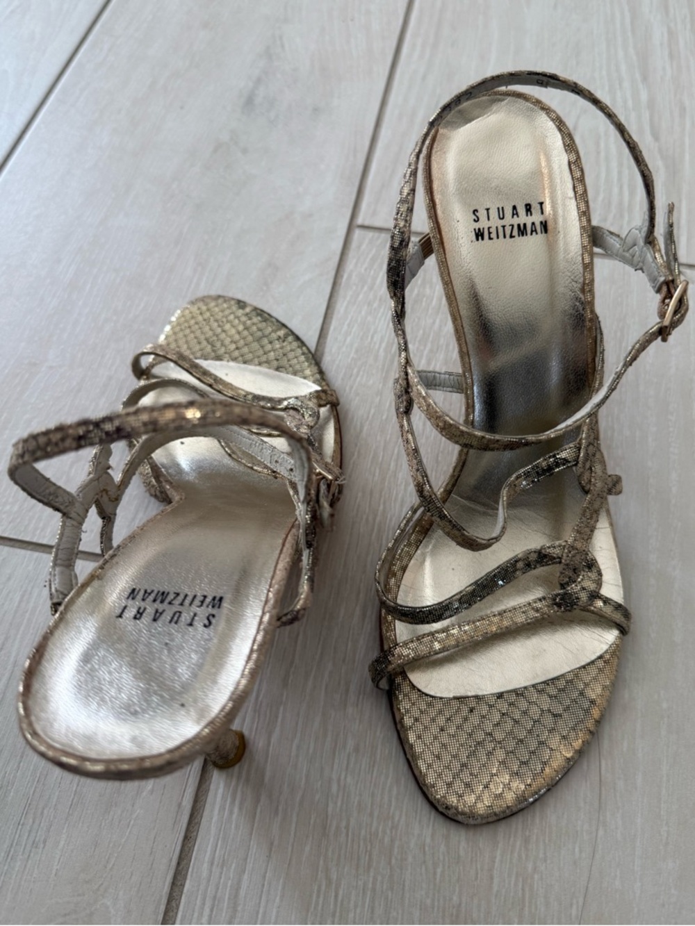 Stuart Weitzman Gold Strappy Sandals Size 8